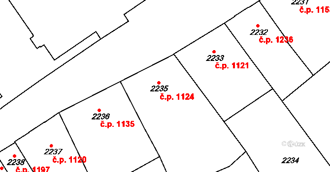 Teplice 1124 na parcele st. 2235 v KÚ Teplice, Katastrální mapa
