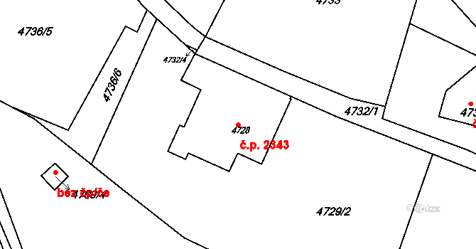 Dejvice 2343, Praha na parcele st. 4728 v KÚ Dejvice, Katastrální mapa
