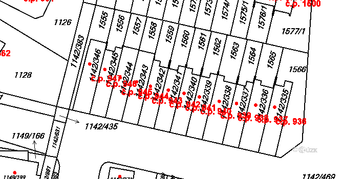 Řepy 942, Praha na parcele st. 1142/341 v KÚ Řepy, Katastrální mapa