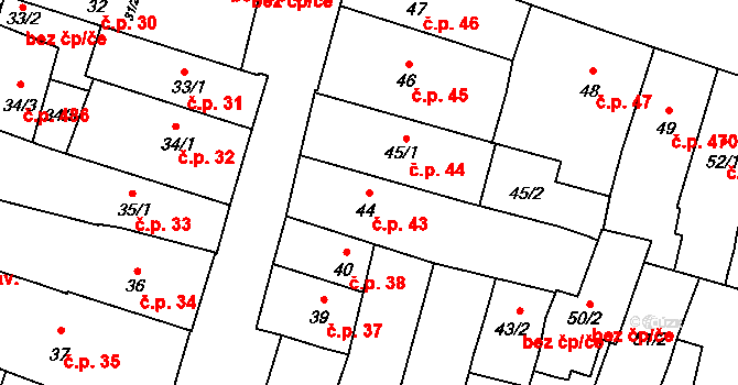 České Budějovice 1 43, České Budějovice na parcele st. 44 v KÚ České Budějovice 1, Katastrální mapa
