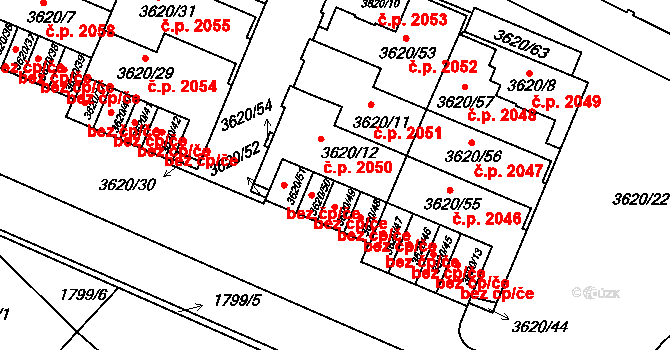 Tachov 2046 na parcele st. 3620/55 v KÚ Tachov, Katastrální mapa