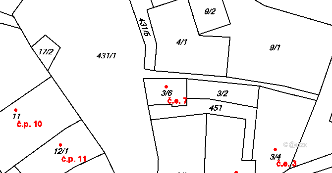 Humpolec 7, Sušice na parcele st. 3/6 v KÚ Humpolec u Sušice, Katastrální mapa