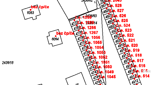 Hodonín 1056 na parcele st. 4737 v KÚ Hodonín, Katastrální mapa