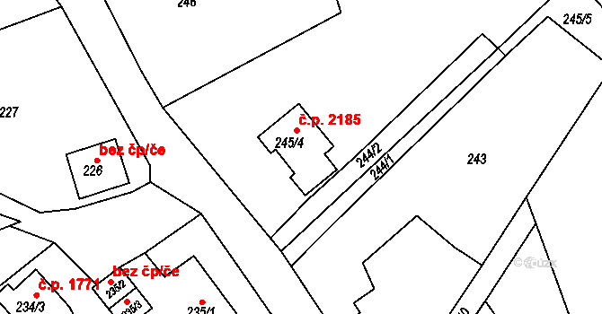 Vítkov 2185, Sokolov na parcele st. 245/4 v KÚ Vítkov u Sokolova, Katastrální mapa