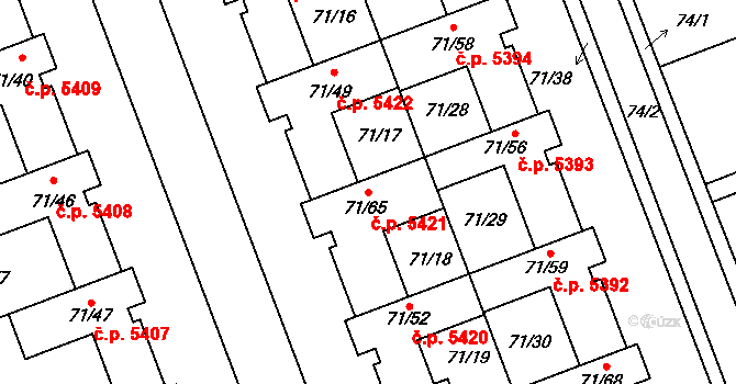 Helenín 5421, Jihlava na parcele st. 71/65 v KÚ Helenín, Katastrální mapa