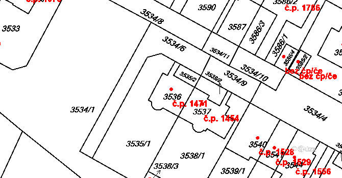 Předměstí 1471, Litoměřice na parcele st. 3536 v KÚ Litoměřice, Katastrální mapa