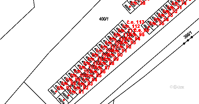 Vysokov 107 na parcele st. 400/12 v KÚ Vysokov, Katastrální mapa
