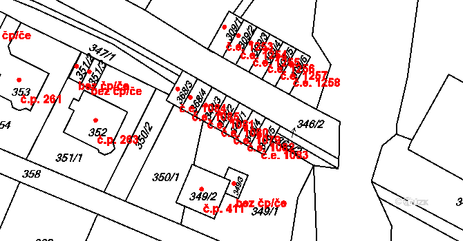 Děčín III-Staré Město 1079, Děčín na parcele st. 348/1 v KÚ Děčín-Staré Město, Katastrální mapa