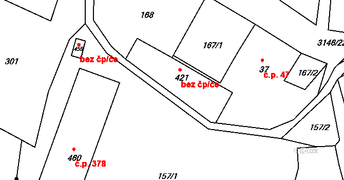 Šluknov 39176762 na parcele st. 421 v KÚ Císařský, Katastrální mapa