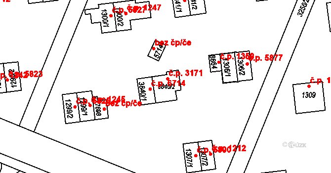 Zlín 3171 na parcele st. 3840/2 v KÚ Zlín, Katastrální mapa
