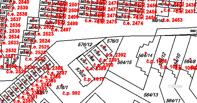 Bludovice 2391, Havířov na parcele st. 576/5 v KÚ Bludovice, Katastrální mapa