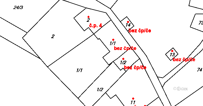 Olší 44134762 na parcele st. 1/2 v KÚ Rakové, Katastrální mapa