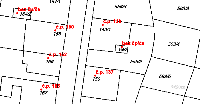 Krušovice 44412762 na parcele st. 149/2 v KÚ Krušovice, Katastrální mapa