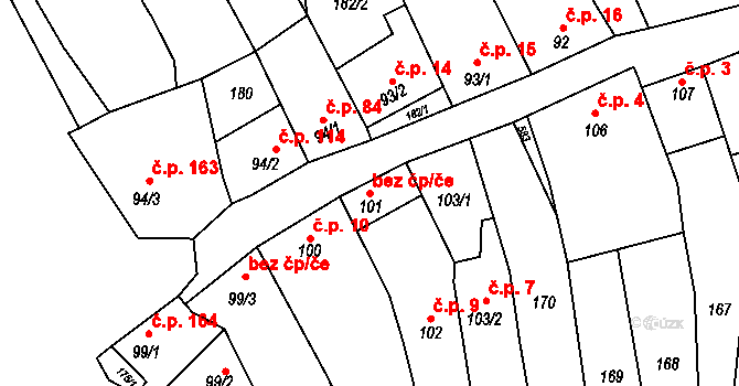 Uhřice 44574762 na parcele st. 101 v KÚ Uhřice u Kyjova, Katastrální mapa