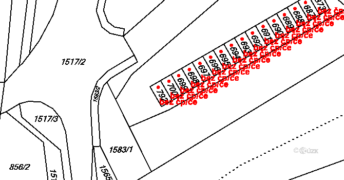 Hanušovice 44869762 na parcele st. 700 v KÚ Hanušovice, Katastrální mapa