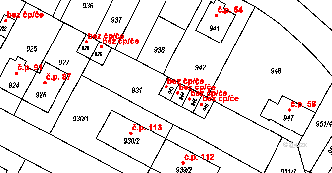 Mimoň 45905762 na parcele st. 943 v KÚ Mimoň, Katastrální mapa