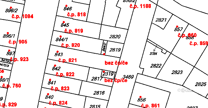 Rosice 46049762 na parcele st. 844/2 v KÚ Rosice u Brna, Katastrální mapa
