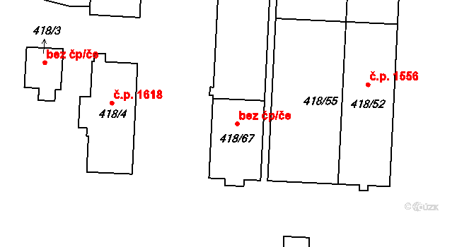 Bzenec 49504762 na parcele st. 418/67 v KÚ Bzenec, Katastrální mapa