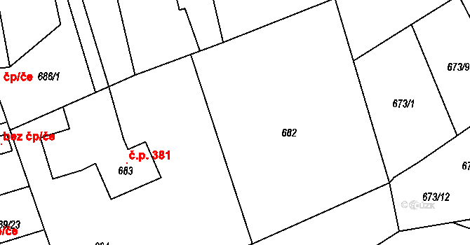 Bludovice 72, Havířov na parcele st. 682 v KÚ Bludovice, Katastrální mapa