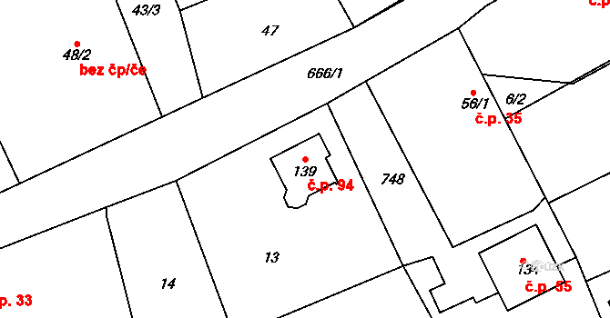 Lubno 94, Nechanice na parcele st. 139 v KÚ Lubno u Nechanic, Katastrální mapa