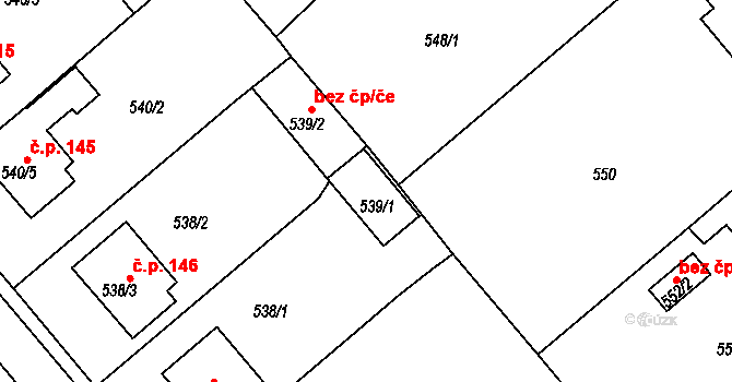 Malé Předměstí 33, Horšovský Týn na parcele st. 539/1 v KÚ Horšovský Týn, Katastrální mapa