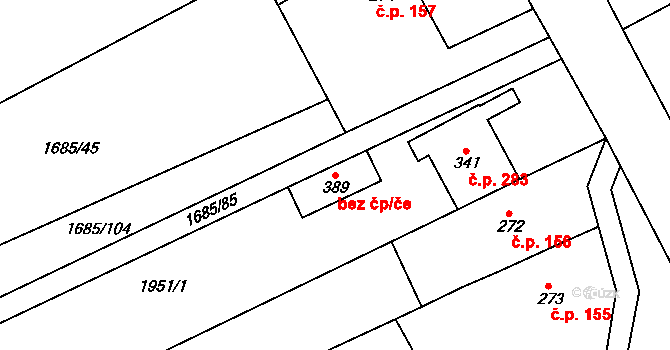 Pěnčín 73943762 na parcele st. 389 v KÚ Pěnčín na Moravě, Katastrální mapa