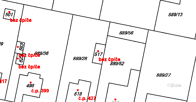 Cerhenice 93082762 na parcele st. 517 v KÚ Cerhenice, Katastrální mapa