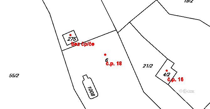 Lipovka 18, Rychnov nad Kněžnou na parcele st. 6 v KÚ Lipovka u Rychnova nad Kněžnou, Katastrální mapa