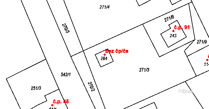 Sušice 100176763 na parcele st. 264 v KÚ Dolní Staňkov, Katastrální mapa