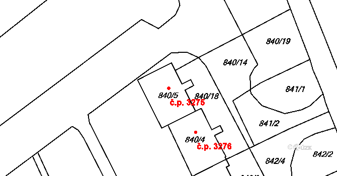 Znojmo 3275 na parcele st. 840/5 v KÚ Znojmo-město, Katastrální mapa