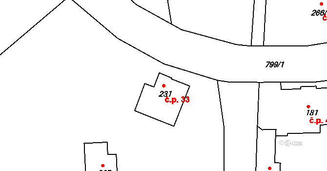 Jistebsko 33, Pěnčín na parcele st. 231 v KÚ Jistebsko, Katastrální mapa