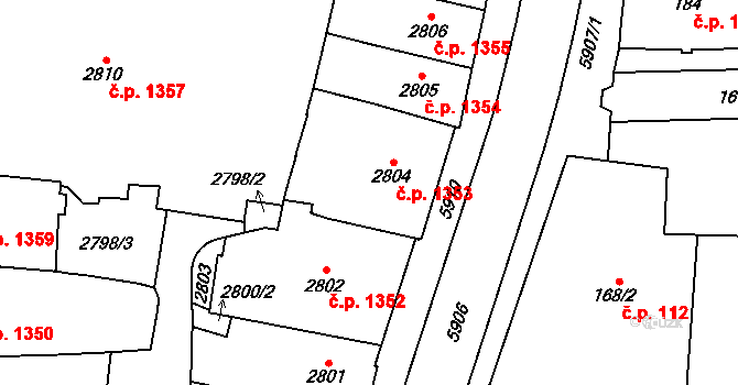 Jihlava 1353 na parcele st. 2804 v KÚ Jihlava, Katastrální mapa