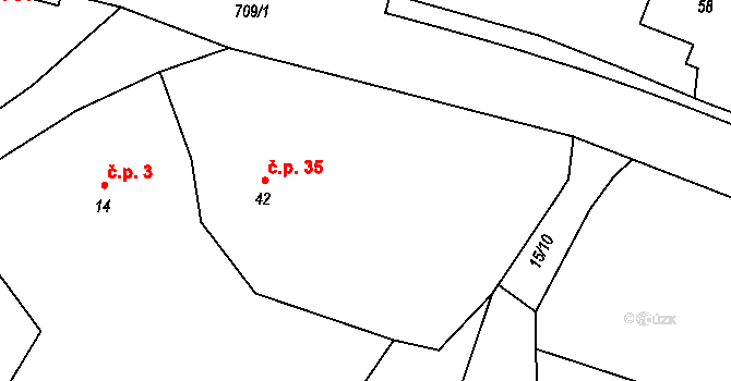 Kyjov 35, Zadní Chodov na parcele st. 42 v KÚ Kyjov u Zadního Chodova, Katastrální mapa