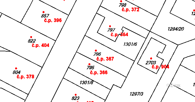 Chlumec nad Cidlinou IV 367, Chlumec nad Cidlinou na parcele st. 796 v KÚ Chlumec nad Cidlinou, Katastrální mapa
