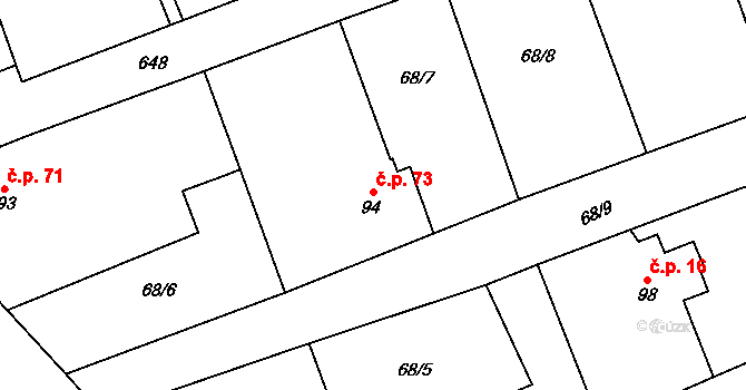 Skřivaň 73, Pavlíkov na parcele st. 94 v KÚ Skřivaň, Katastrální mapa