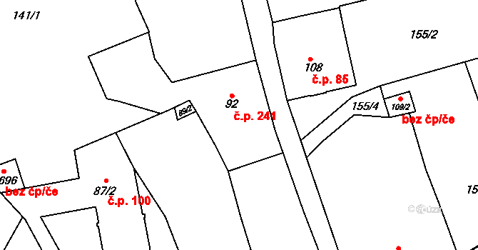 Cvikov I 241, Cvikov na parcele st. 92 v KÚ Cvikov, Katastrální mapa