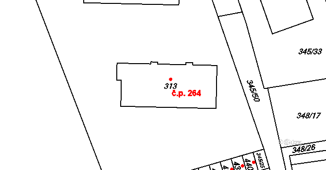 Čížkovice 264 na parcele st. 313 v KÚ Čížkovice, Katastrální mapa