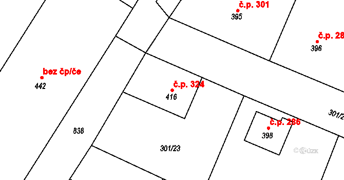 Straškov 324, Straškov-Vodochody na parcele st. 416 v KÚ Straškov, Katastrální mapa