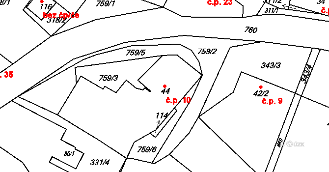 Stéblovice 10, Sobotka na parcele st. 44 v KÚ Stéblovice, Katastrální mapa