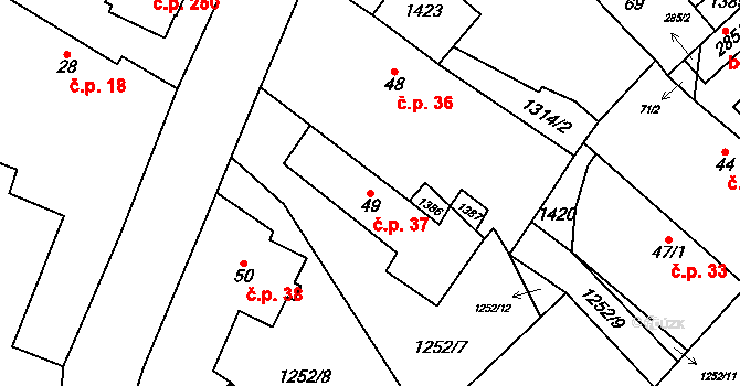Krchleby 37 na parcele st. 49 v KÚ Krchleby u Nymburka, Katastrální mapa