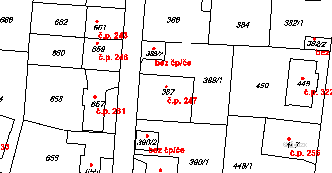 Děčín XXXII-Boletice nad Labem 247, Děčín na parcele st. 387 v KÚ Boletice nad Labem, Katastrální mapa