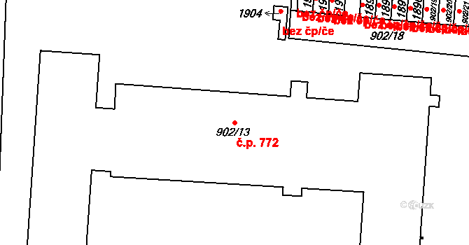 Lesná 772, Brno na parcele st. 902/13 v KÚ Lesná, Katastrální mapa