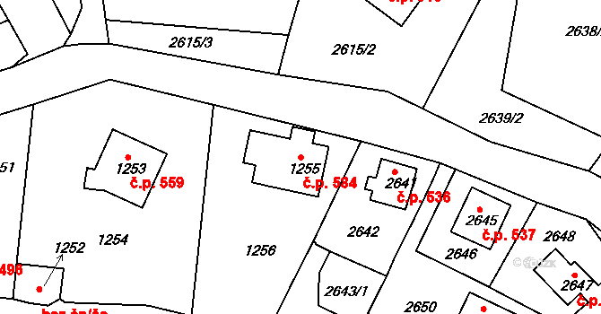 Železný Brod 584 na parcele st. 1255 v KÚ Železný Brod, Katastrální mapa