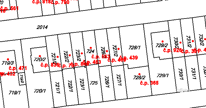 Vysočany 469, Praha na parcele st. 726/2 v KÚ Vysočany, Katastrální mapa