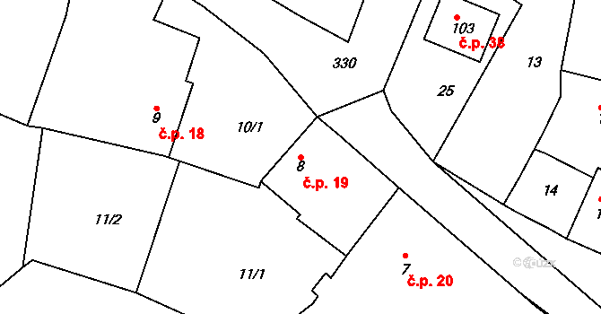 Sedlov 19, Ratboř na parcele st. 8 v KÚ Sedlov, Katastrální mapa