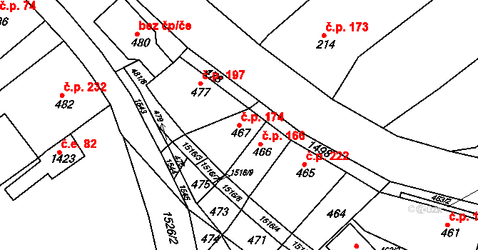 Troubsko 174 na parcele st. 467 v KÚ Troubsko, Katastrální mapa