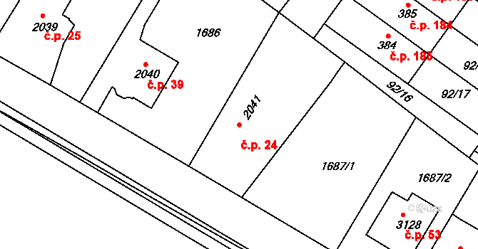 Sedličky 24, Jičín na parcele st. 2041 v KÚ Jičín, Katastrální mapa