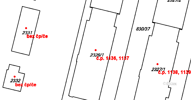 Prachatice II 1136,1137, Prachatice na parcele st. 2326/2 v KÚ Prachatice, Katastrální mapa