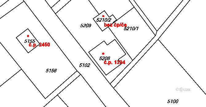 Varnsdorf 1394 na parcele st. 5208 v KÚ Varnsdorf, Katastrální mapa