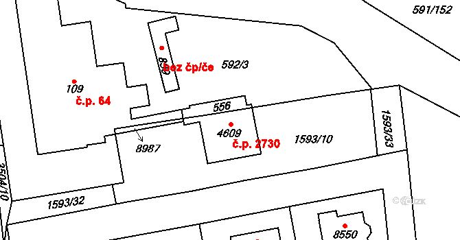 Zlín 2730 na parcele st. 4609 v KÚ Zlín, Katastrální mapa